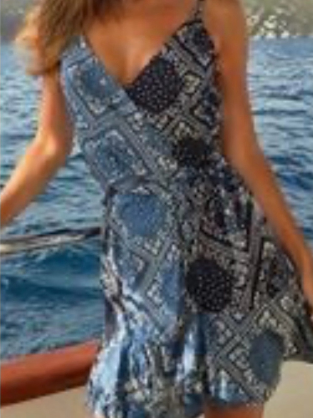 Heartloom Blue Printed Wrap Sundress - Women's Summer Dress Size XS